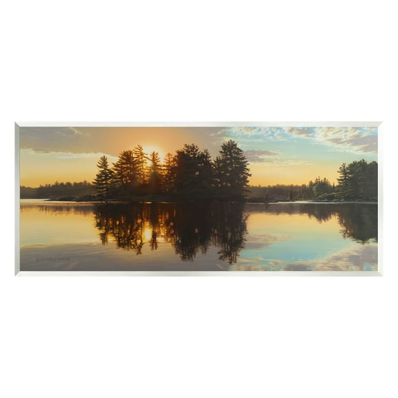 Stupell Industries Island Lake Landscape Sunset Landscape Photography Unframed Art Print Wall Art