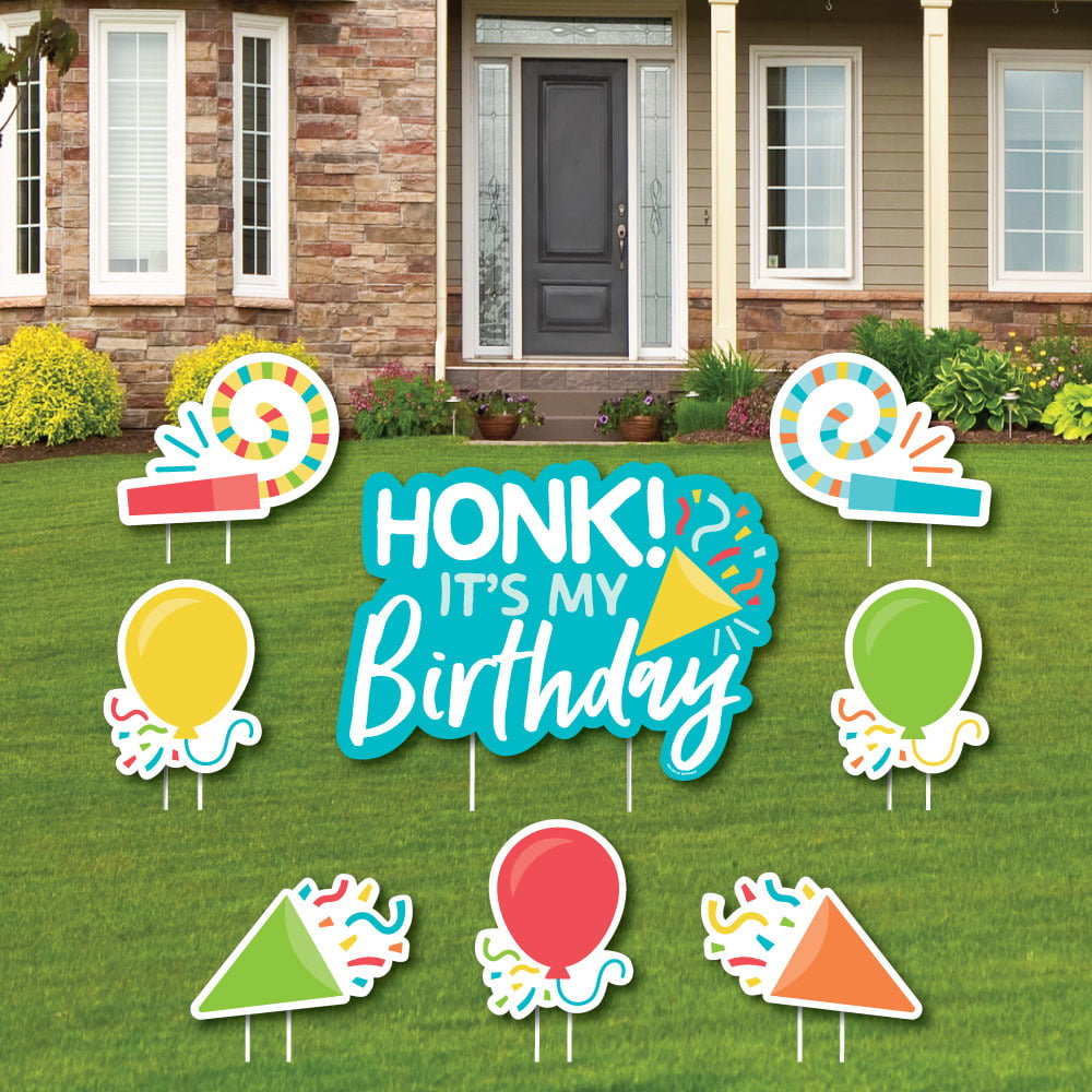 Kumfie House Happy Birthday Yard Sign HONK IT/’S My Birthday Banner Outdoor Lawn Sign Flag Hanging Flags Decorations for Kids 11.8 x 16.9 in Yellow