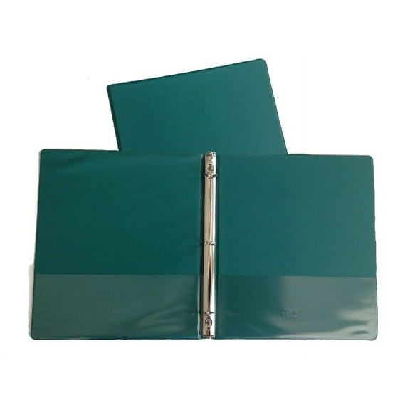 Forest Green Vinyl Standard 3-Ring Binders, 1/2-Inch, for 8.5" x 11" Sheets, with Inside Pockets, 2-Pack