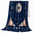 thumbnail image 2 of Moon Eye Medallion with Starbursts, Dreamy Tarot Style for Astrology Lovers, Cozy Peach Cloud Scene, Flannel Blanket for Living Room and Bedroom, Christmas Gift and Mystic Home Decor, 2 of 9