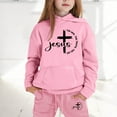 thumbnail image 2 of Toddler Girls Outfits Sets Hoodie Pants Kids Casual Letter Print Sweatshirt Joggers Comfy Two Piece Winter Fall Girls Clothes Pink Size 4-5T, 2 of 4