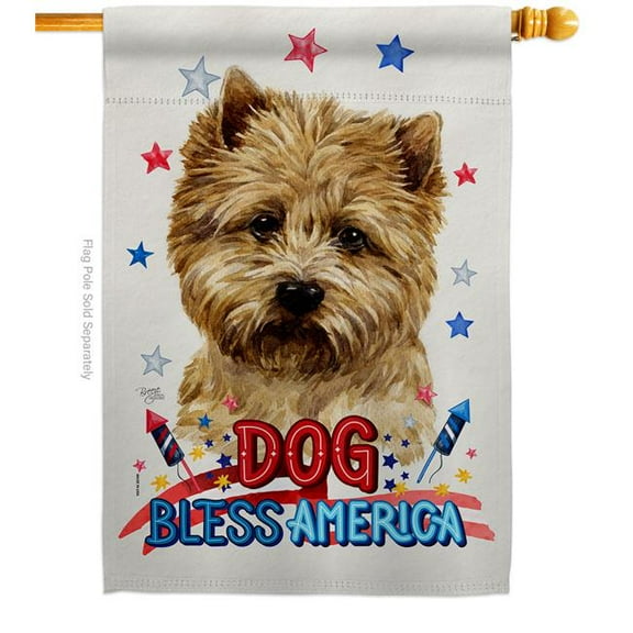 Breeze Decor H120153-BO Patriotic Cairn Terrier Animals Dog 28 x 40 in. Double-Sided Decorative Vertical House Flag for Decoration Banner Garden Yard Gift