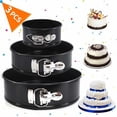 thumbnail image 1 of Spring form Cake Tins Sets, & Leakproof Set of 3 (4"/7"/9") Round Cake Tin, Baking Pan with Removable Loose Base, Ideal for Cheesecakes and Sponges; Black,4 Inch/ 7 Inch/ 9 Inch, 1 of 6