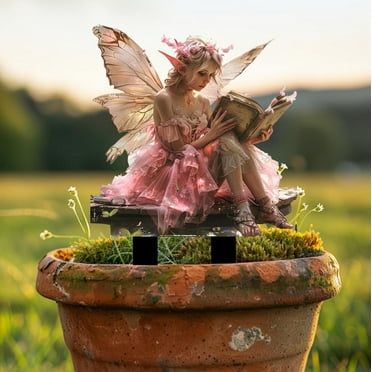 Latrodar Fairy Garden Kit Bohemian Gardening Supplies Acrylic Garden Pile Decorative Fairies and Hummingbirds Outdoor Garden Pile Enduring Colorful 12x8.8 Inch Home Stuff