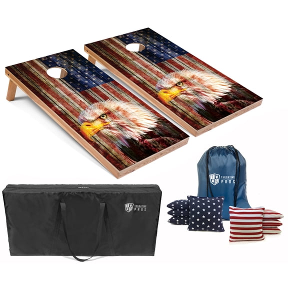 Tailgating Pros Cornhole Boards - 4'x2' Cornhole Game w/Carrying Case & Set of 8 Corn Hole Bean Bags w/Tote