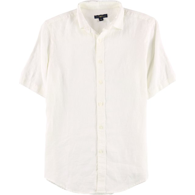 Club Room - Camisa con botones a cuadros para hombre, color blanco, pequeña