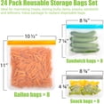 thumbnail image 2 of TIJITY 24 Pack Reusable Food Storage Bags, Leak proof Reusable Freezer Bags for Food Storage Home Organization Travel Salad Fruit Sandwich Snack Baggies, 2 of 7
