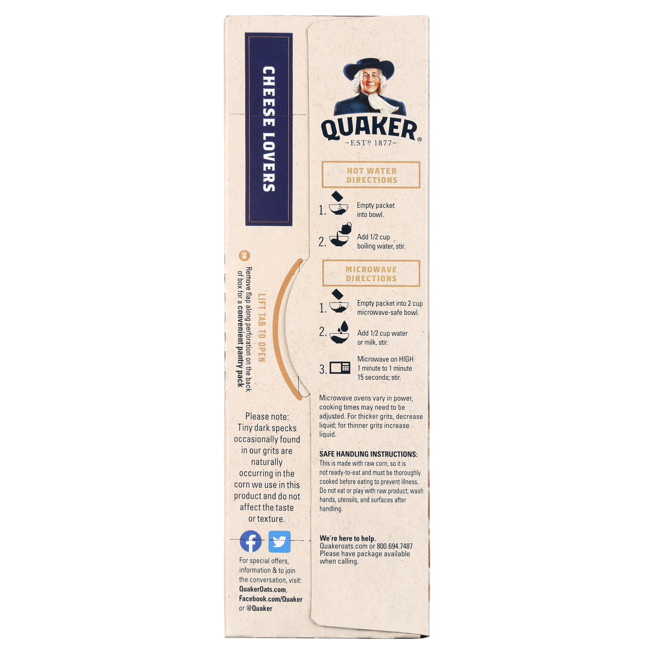 (12 pack) Quaker Instant Grits Variety Pack 9.8 oz Paperboard Box, 10 Packets