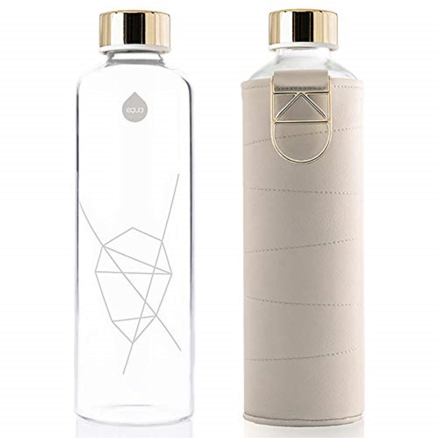 equa water bottle with faux leather sleeve 25.oz. borosilicate glass