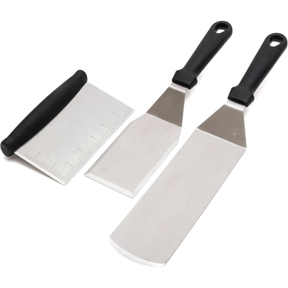 3Pcs Rust Resistant 15-Inch large metal Stainless Steel commercial spatula restaurant turner , 8-Inch Blade