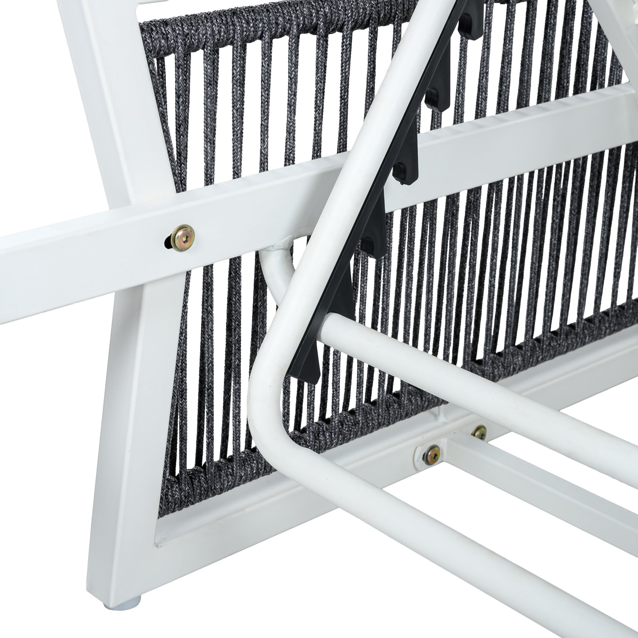 Christopher Knight Home Outdoor Chaise Lounge with 4-Fold Cushion, Adjustable Iron Recliner, White + Dark Gray