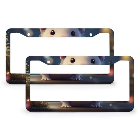 License Plate Cover Axolotl Merry Christmas Winter Animals Auto Car Accessories Tag 2 Pcs Set Axolotl Lovers Girls Kids Gifts Quality Aluminum License Plate Frames Fits All Car