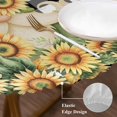 thumbnail image 3 of Sunflower Gnomes Round Tablecloth, Fitted Table Cover with Elastic for 36"-44" Round Tables, Black Plaid Eucalyptus Leaf Butterfly Table Cloth Outdoor Indoor Dinning Party Waterproof Tablecloths, 3 of 7