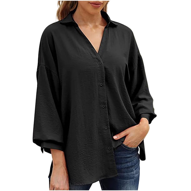 Moda Mujer Camiseta de manga larga Otoño Frente abierto Prendas de abrigo sueltas Blusa sólida Abrigo Tops Fridja czfsfas6734