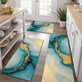 thumbnail image 2 of Blue Gold Marble Pattern Kitchen Rugs Sets Of 3,Kitchen Runner Rugs Non Skid Washable,Decorative Kitchen Floor Mats for Kitchen,Sink,Laundry,17"x30"+ 17"x47" + 17"x59", 2 of 6