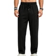 thumbnail image 2 of GrmtClth Pants for Men Drawstring Wide Leg Baggy Sweatpants Hiking Mens Lounge Pants with Pockets Lightweight Breathable Black XL, 2 of 9