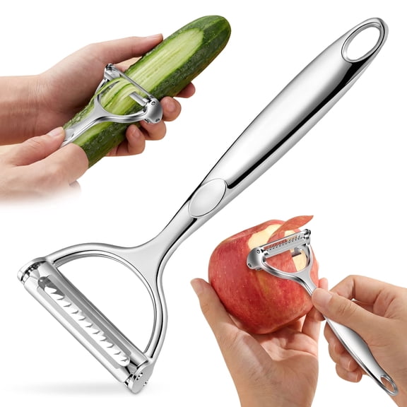 1 Pcs Multifunction Vegetable Peeler Julienne Peeler Stainless Steel Dual Blade 2 in 1 Design for Potato Carrot Cucumber Kitchen Use