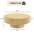 thumbnail image 5 of Noble House 31.5" Round Fluted Drum Coffee Table, Solid Wood Modern Center Table for Living Room, Natural, 5 of 9