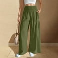 thumbnail image 2 of Plebaso Women's Wide Leg Pants Smocked High Waist Palazzo Beach Pants Loose Casual Trousers with Pockets, 2 of 9