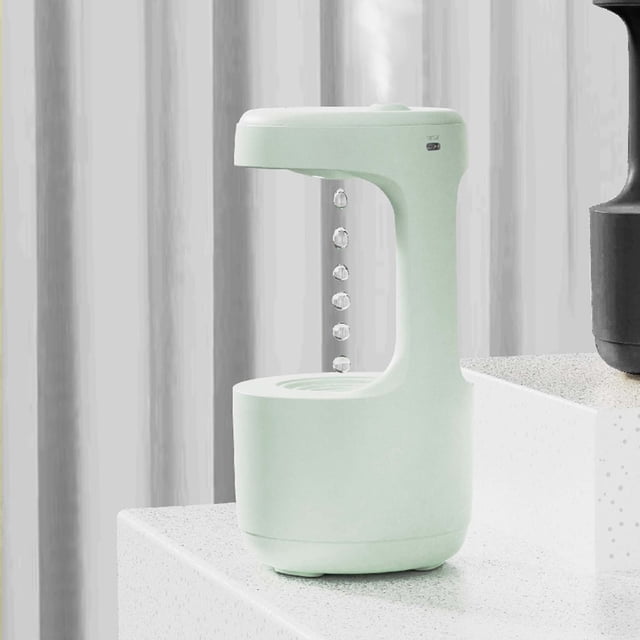 Antigravity Humidifier,Rain Humidifier Bedroom Anti Gravity Humidifiers with Clock Water Drop Backflow Aroma Diffuser Large Capacity Office Bedroom Mute Heavy Fog Household Sprayer,Green