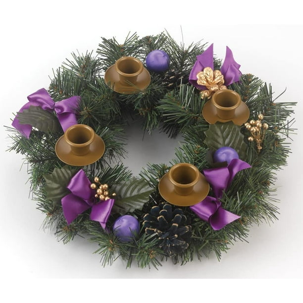 Corona de Adviento de Navidad - Decoración de centro de mesa de coronas de Adviento - Portavelas de Adviento y decoraciones de velas de Navidad - Calendario de Adviento Decoración de temporada Fokelyi HZ-044-1