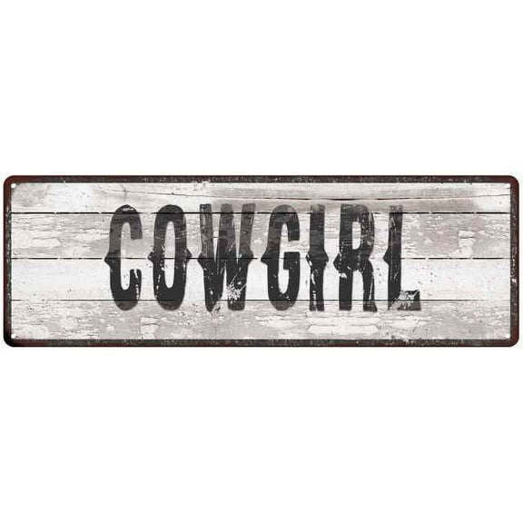 COWGIRL Ship Lap Look Country Chic 6x18 Metal Sign Wall Decor 206180044016