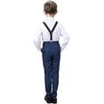 thumbnail image 3 of Lycody Boys Formal Suspenders Suits Set Adjustable Waist Pants Shirt and Tie 4 Piece Slim Suits for Kids and Teen 2T-20Y for Graduation Wedding Prom Part Outfit Summer, 3 of 5