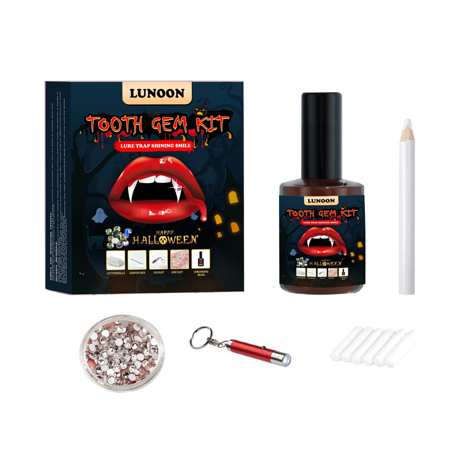 Clearance! EQWLJWE Professional DIY Halloween Tooth Gem Kit with Curing