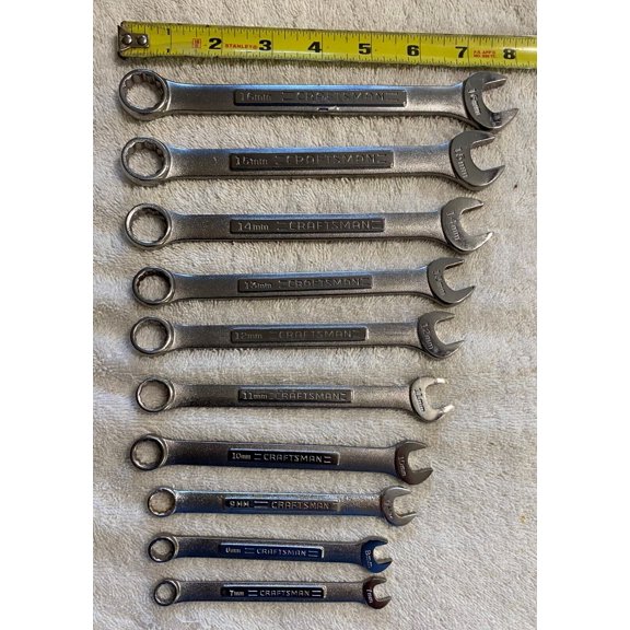Craftsman 10 Piece, 12 Point, Metric Combination Wrench Set From 7-16 MM