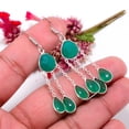 thumbnail image 4 of Emerald (Simulated) Gemstone 925 Sterling Silver Handmade Earring 2.15" E153, 4 of 4