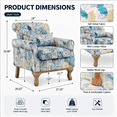 thumbnail image 3 of Ktaxon Floral Print Velvet Accent Chair with Lumbar Pillow, Upholstered Club Chair with Rubber Wood Legs, Living Room Armchair for Bedroom Reading Corner Light Blue, 3 of 8