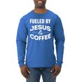 thumbnail image 1 of Fueled by Jesus and Coffee Funny Christian | Mens Inspirational/Christian Long Sleeve T-Shirt, Royal, 3XL, 1 of 3