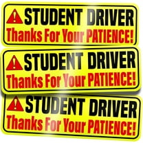 Assured Signs Student Driver Car Magnet Sticker for New Drivers, , 12 x 4", Yellow & Red, 3 Pack