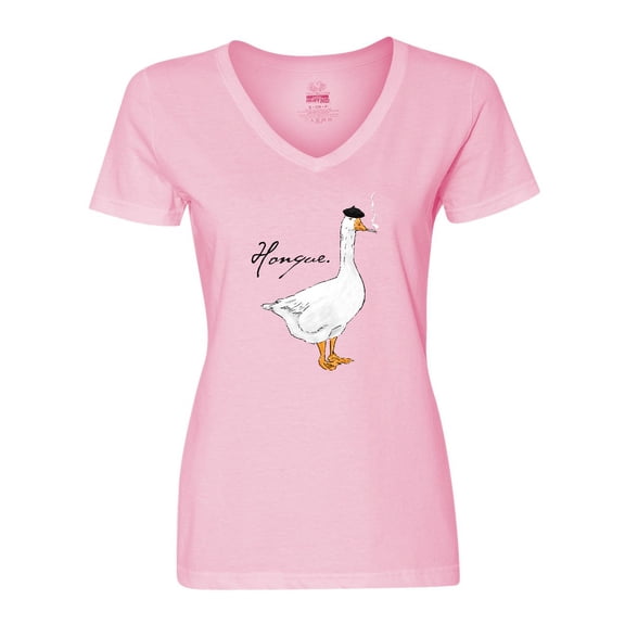 Inktastic French Goose Says Honque Women's V-Neck T-Shirt