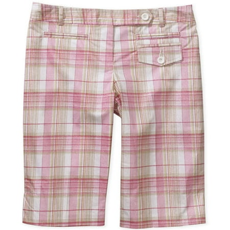 Juniors Glittered Plaid Bermuda Shorts