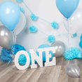 thumbnail image 3 of GuassLee 12" Latex Blue Silver White Confetti Balloons Kit, 62 Pieces for Boy Birthday Party Favors, 3 of 7