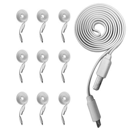 10 Units of 3' FT White USB Micro Charging Cable For Motorola Moto Z Force