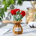 thumbnail image 5 of Planta en maceta con rosas hechas a ganchillo, Yoojee, color rojo, regalo de San Valentín, 5 of 5