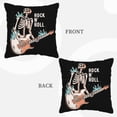 thumbnail image 7 of DouZhe Velvet Decorative Throw Pillow Covers Set of 2, Soft Square Cushion Cover with Invisible Zipper Rock Skull Guitarist Printing, 18"x18", 7 of 7
