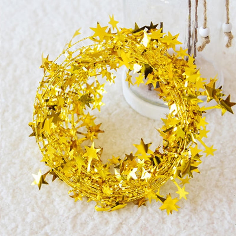 Sparkly Star Tinsel Garlands with Wire for DIY Christmas Tree Decor