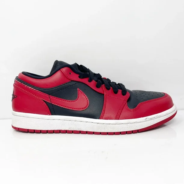 Ni - ke Ni - ke Mens Air Jordan 1 Low 553558-606 Red Casual Shoes Sneakers Size 8