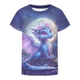 thumbnail image 4 of Lullu Girls Dinosaur Graphic Short Sleeve T Shirt Summer Casual Crewneck T-Shirt Soft Tee, 4 of 4