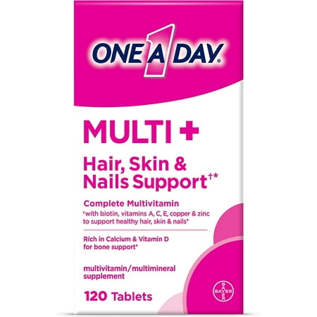 One A Day Multi+ Hair Skin Nails Multivitamin Tablets 120ct Biotin Zinc New