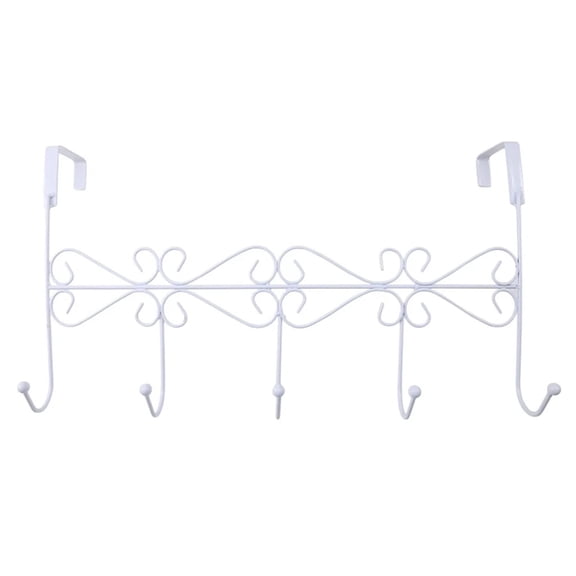Over The Door Hook, Over Door Towel Rack, Over Door Coat Rack, Door Hanger Hook, for Clothes, Belt, Hat, Behind Back of Bathroom, Towel Hanger 5 Hooks, 1 Pcs, 15.35x9.45"