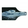thumbnail image 1 of Moon Cutting Board, Moon Setting over Clouds Water Reflections Stars Universemed Image Print, Decorative Tempered Glass Cutting and Serving Board, Wine Bottle Shape, Black Blue White, by Ambesonne, 1 of 1