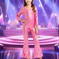 thumbnail image 2 of Girls Sequin Metallic Flared Jumpsuits Glitter Overalls Rompers Perform Dance Birthday Festival School Party, 2 of 4