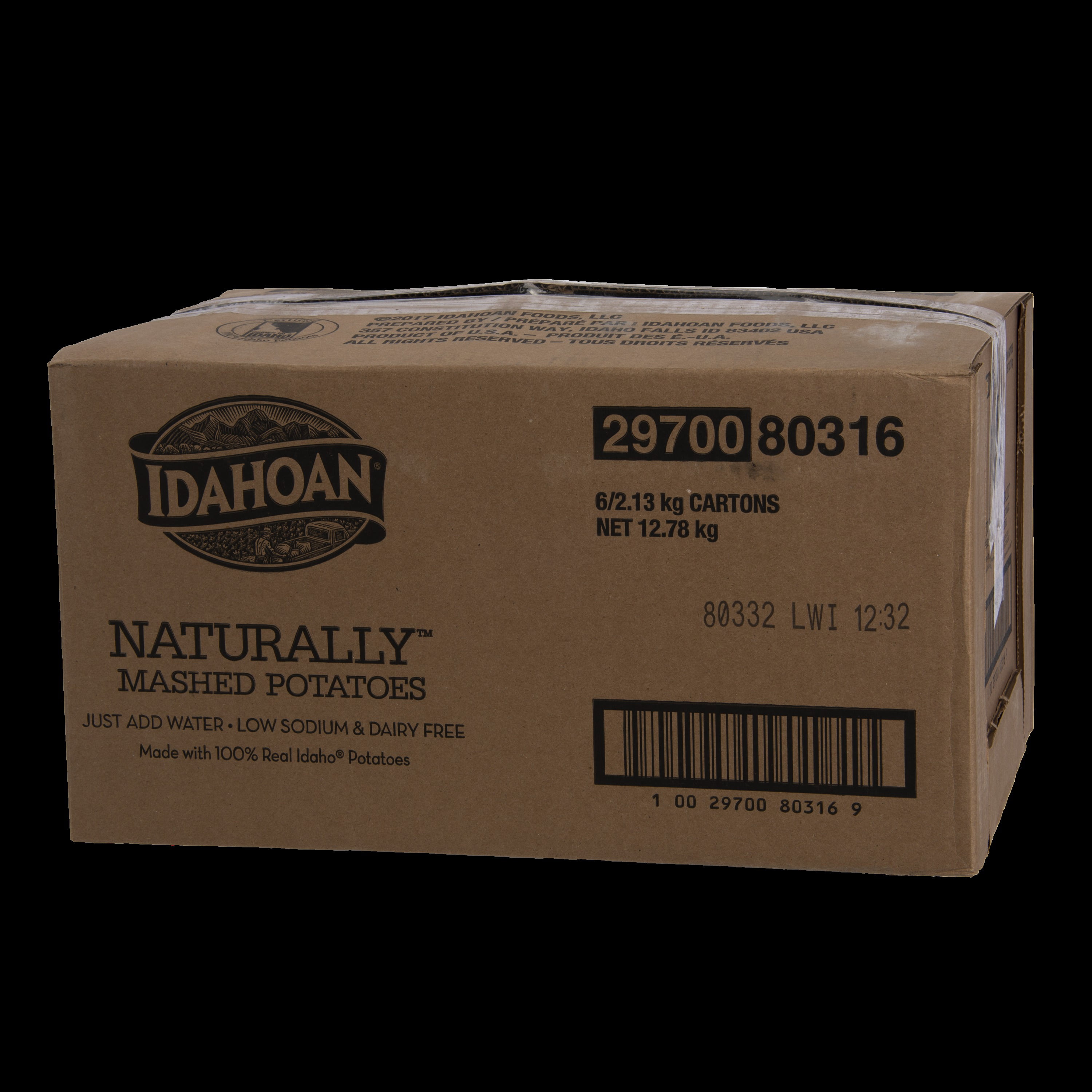(Price/Case)Idahoan Foods 2970000316 Idahoan Naturally Mashed Low Sodium Carton--6 Ct/4.687 Lb.