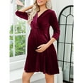 thumbnail image 2 of Yesfashion Women's Velvet Retro V-neck A-line Sexy Maternity Dress Holiday Evening Wedding Guest Dress, 2 of 5