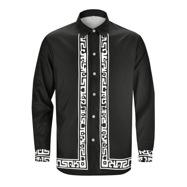 Camisas De Vestir Para Hombre Camisa de manga larga con estampado digital 3D de manga larga con nuevo patrón de tendencia casual de la calle de moda para hombres Camisa de tamaño (White, XXL)