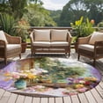 thumbnail image 4 of Large Round Rug 8Ft Washable Non-Slip, Spring Flowers Circle Area Rugs for Living Room Bedroom, Vintage Middle Century Abstract Oil Painting Indoor Floor Mats Carpet Runner for Home Decor, 4 of 8